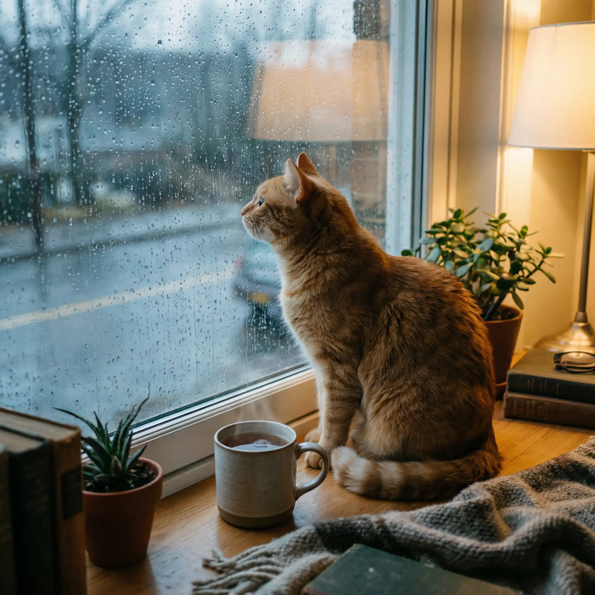 猫咪望着窗外的雨 - 51黑料